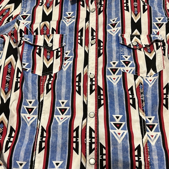 Rock & Roll Cowgirl Women’s Sz M Aztec‎ Print Pearl Snap Long Sleeve Shirt - Picture 2 of 12